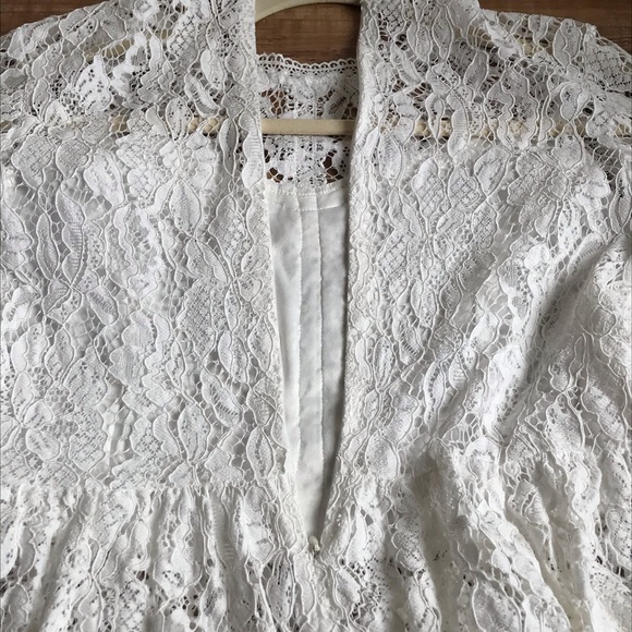 Amazon Tobrief Sheer Lace  Peplum Blouse White - Picture 9 of 10